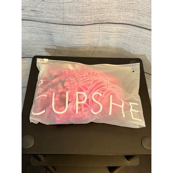 NWT Cupshe Women's Pink Floral Scalloped Bikini Top High Waist Bottom Large - Picture 3 of 3